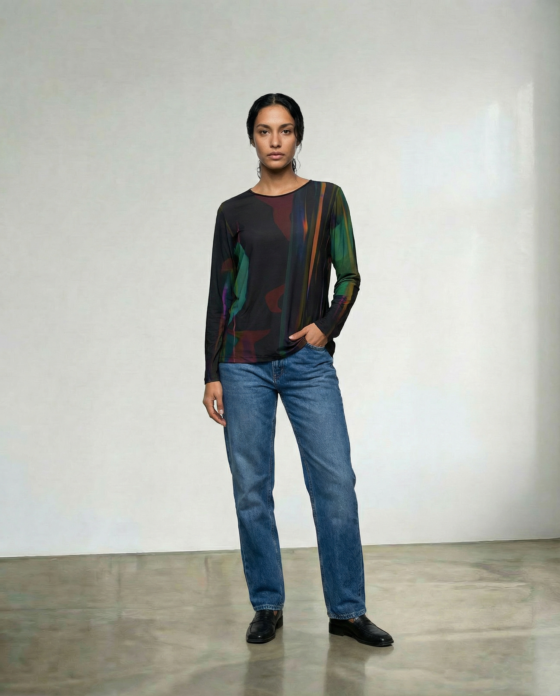 Remera estampada corteza diseño exclusivo Ana Basanta Uruguay. frente
